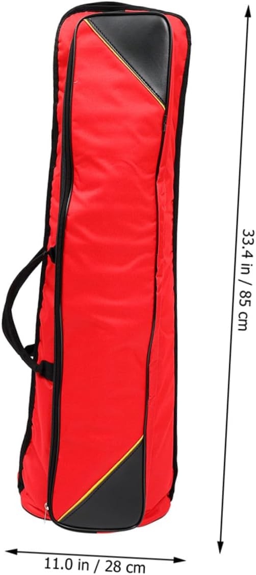 Kisangel Waterproof Oxford Cloth Trombone Case Portable Instrument Bag Front Pocket Red
