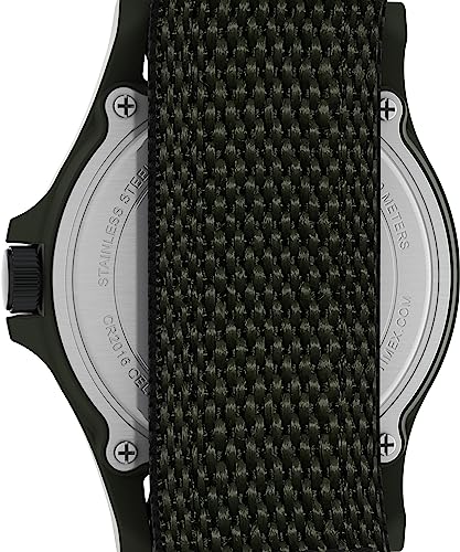 Image of TIMEX Fabric Men's Expedition Acadia 40Mm Analog Watch - Black Fastwrap Cream Dial Green Case