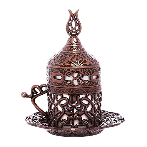 Alisveristime Turkish Coffee Set for Two - Authentic Ottoman Style Cups, Saucers, and Serving Tray with Lale Motifs (Acur) (Copper) by Alisveristime - Image 5