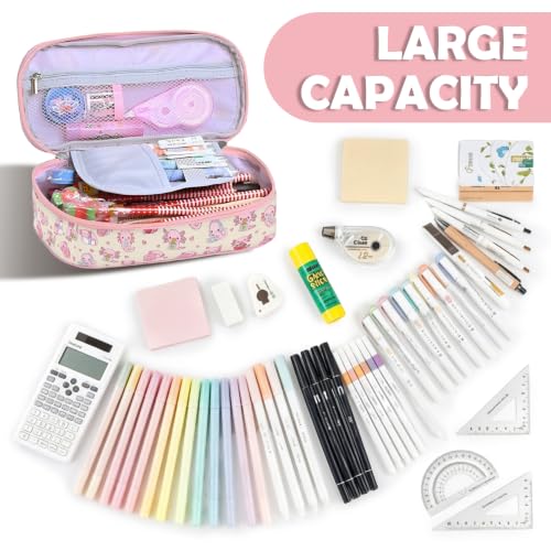 Image of Axolotl Pencil Case, Axolotl Pen Bag For School, Pink Pencil Case For Kids Girls Boys, Large Capacity Desk Organizer School, Pink Pen Box Birthday Gifts