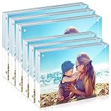 HELPLEX 6 Pack Acrylic Frame, 5x7&4x6 Combinations, 20% Thicker, 20-24mm Thick Acrylic Picture Frame