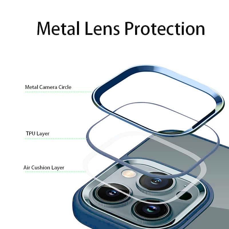 Image of mobistyle Designed for iPhone 14 Pro Enhanced Metal Camera Guard Shockproof Back Cover Case iPhone 14 Pro (Blue)