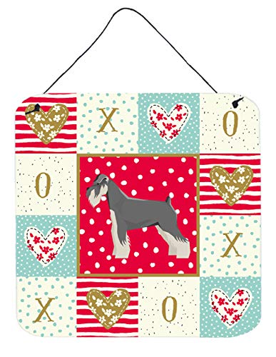 Caroline's Treasures CK5949DS66 Schnauzer Love Wall or Door Hanging Prints Aluminum Metal Sign Kitchen Wall Bar Bathroom Plaque Home Decor, 6x6, Multicolor
