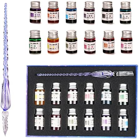 AOKUY Handgefertigter Kristallstift - Glas Dip Pen Set Für Kreatives Schreiben