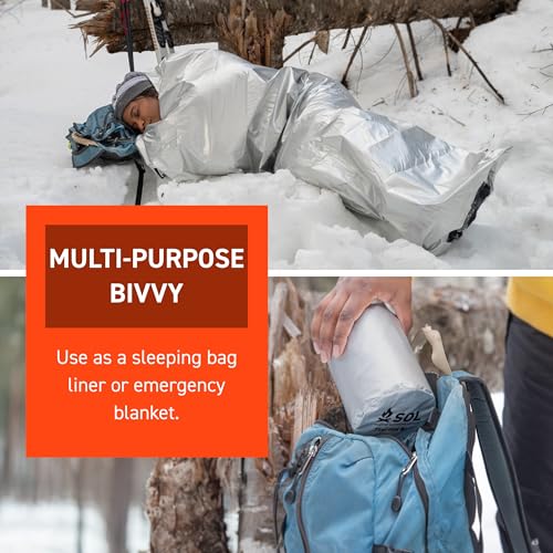 S.O.L. Survive Outdoors Longer SOL Thermal Bivvy con Silbato de Rescate, Plateado, 80% Calor, 84" x 34" miniatura 5