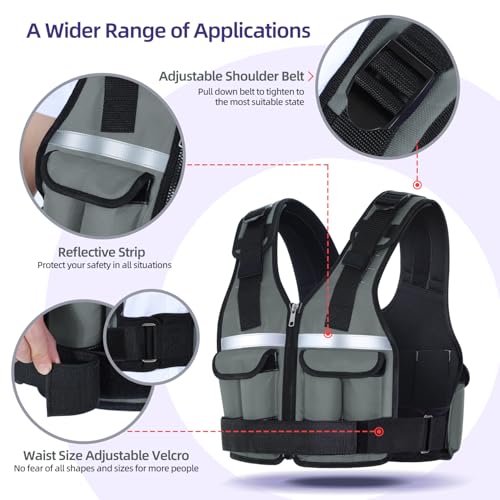 Image of Sportneer Adjustable Weighted Vest Weights: 2-18 lbs /2-42 lbs Washable Weight Vest for Walking 16 In 1 Fast Adjust Rucking Vest for Women and Men Home Gym Running Jogging Strength Training Vests