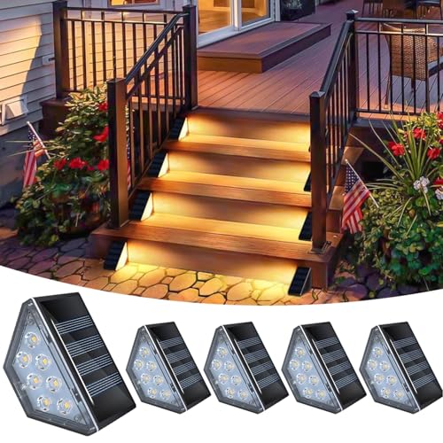 Jouierty 4Packs Solar Step Lights, Outdoor Stair Light with IP65 Waterproof Auto On Off, Solar Lights for Steps, Staircase, Patio, Yard, Porch, Front Door, Sidewalk, Deck Lighting