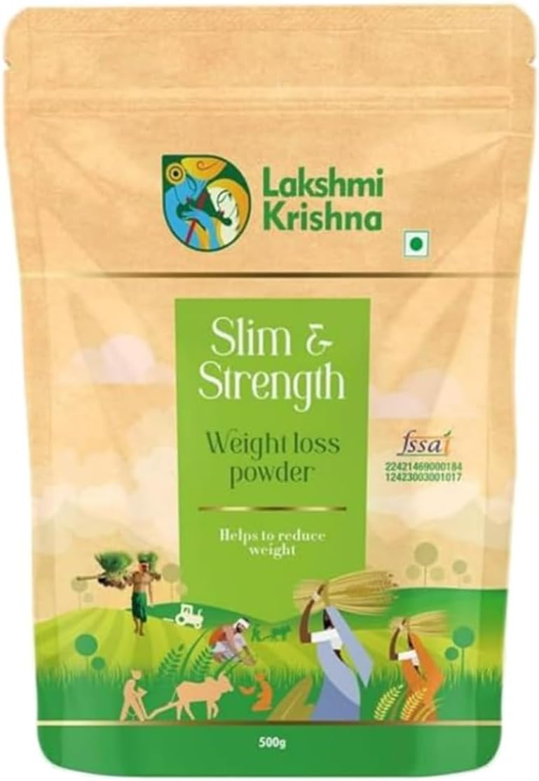 Lakshmi Krishna Naturals Slim & Strength Weight Loss Powder 500g | Natural Weight Management & Energy Boost Formula | Supports Metabolism & Enhances Muscle Tone | Sugar-Free & Plant-Based