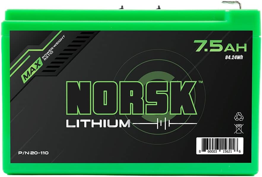 Norsk Lithium 12v 7.5ah Lithium Ion Battery 2X Built in