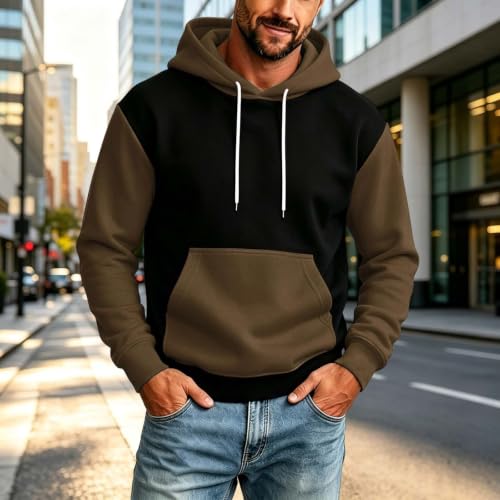 Mens Hoodies Pullover Oversized Color Block Workout Hooded Sweatshirt - image 5