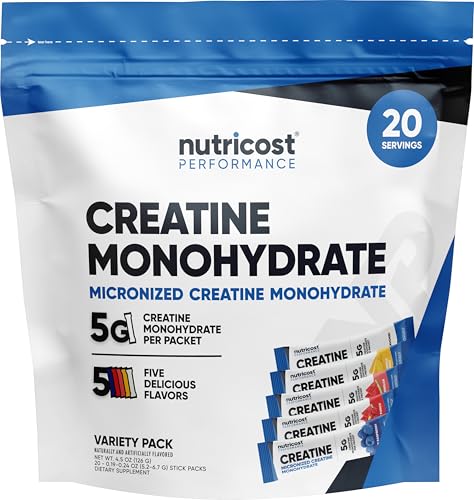 Nutricost Creatine Monohydrate Powder (Variety Stickpacks) 20 Servings