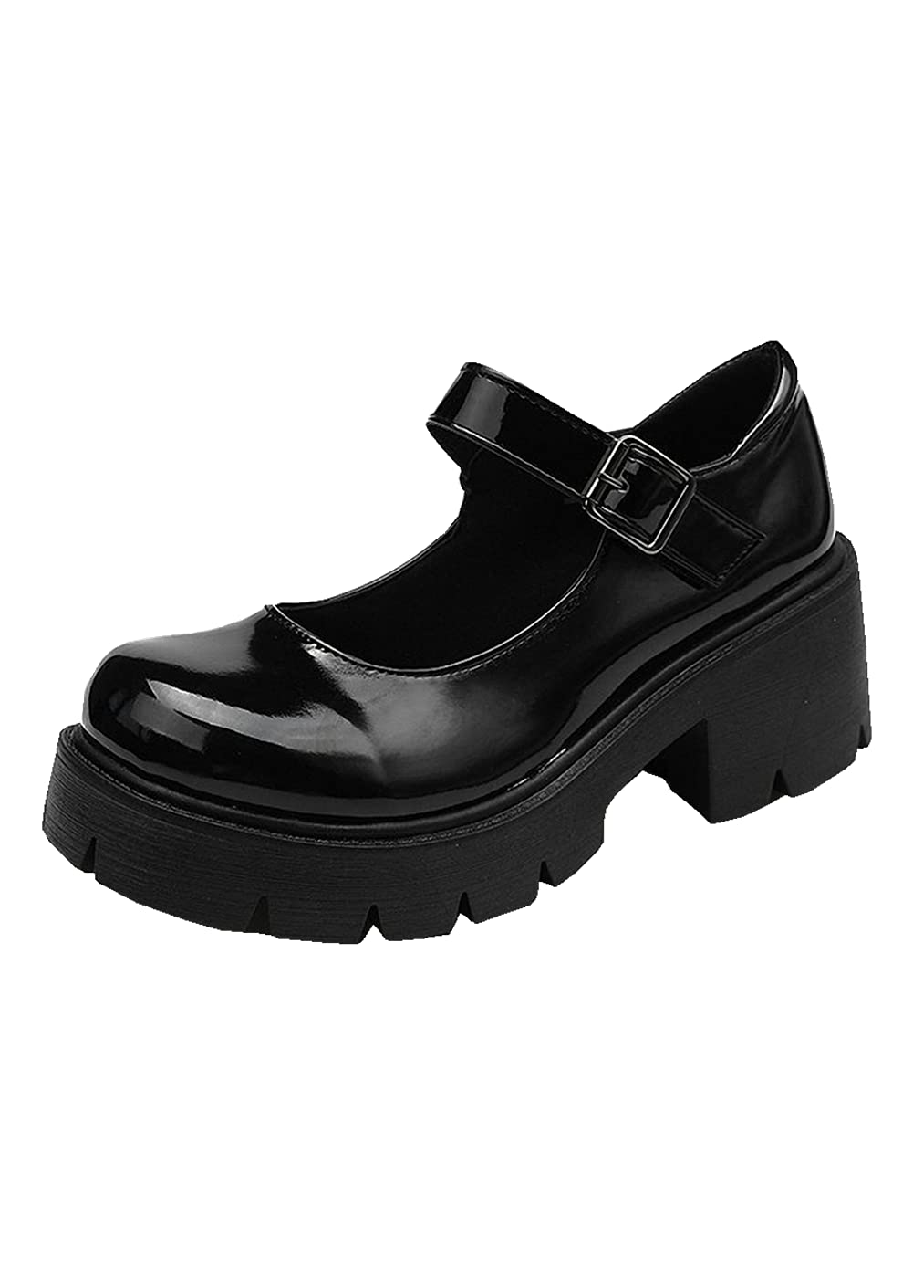 Mary Janes Chaussures à Plateforme pour Femme - Escarpins Gothiques en Cuir Verni