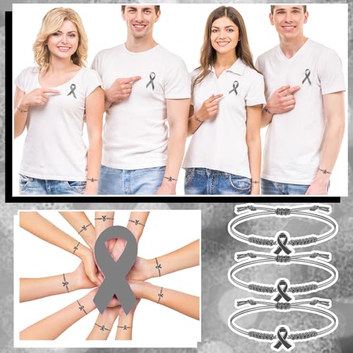 Sasylvia 20 Pcs Brain Cancer Awareness Bracelet Adjustable Cord Grey Ribbon Braided Bracelets Inspirational Brain Cancer Gifts for Women Men Jewelry Accessories4