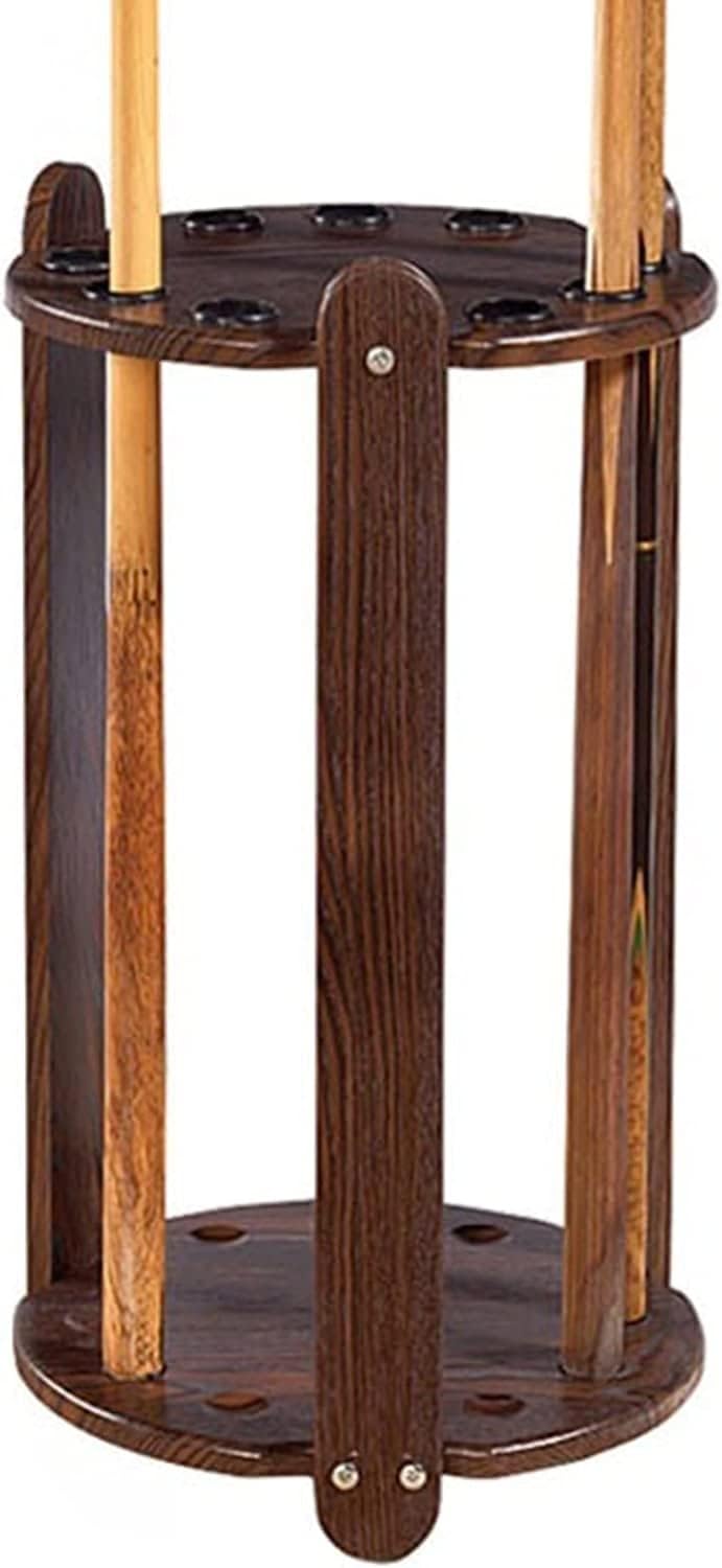 OSCCAR Golf Club/Pool Cue Storage Stand Rack, Round Wooden 9 Holes Putter Organizer Holder, Easy Assemble Outdoor/Indoor Billiard Racks