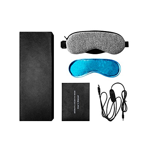 Dr. Prepare Eye Mask for Sleeping, USB Heated Eye Mask with Soft Leather Surface, Time and Temperature Control Safe Healthy Comfortable Washable for Puffy Eyes, Dark Cycles, Dry Eyes, and Tired Eyes