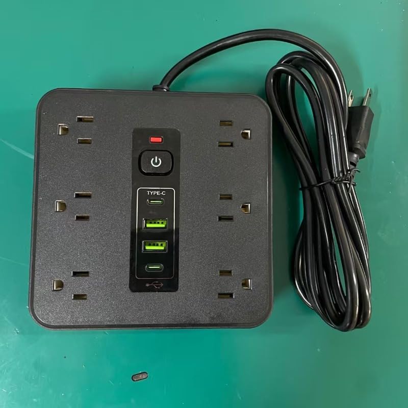 16 in 1 Power Strip,3 USB Ports and 2 Type-C Ports with Time Display Function, Suitable for Home and Office Use (Black)