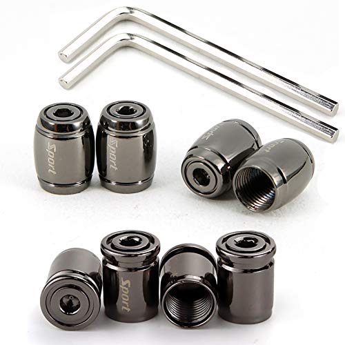 Dsycar 8 Pack Locking Tire Valve Caps, Anti Theft Design, with O Rubber Ring, Universal Aluminum Tire Valve Stem Caps for Cars, SUVs, Bike, Trucks, Motorcycles, Lock Tight Fit (Black)