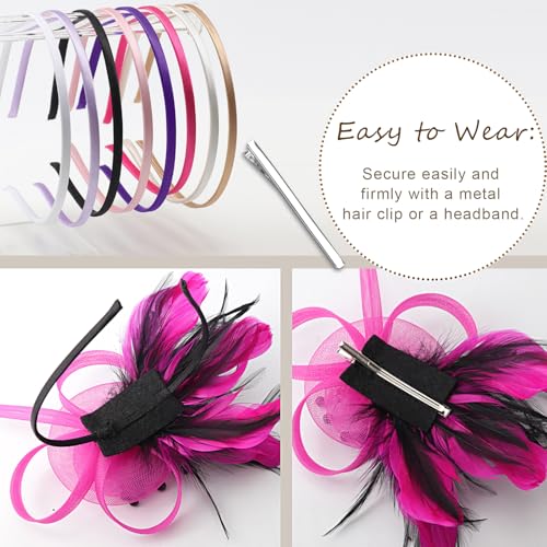 Image of DRESHOW Fascinators Hats for Women Tea Party Fascinator Hats Vintage 50s Headwear Cocktail Wedding Church Derby Hat