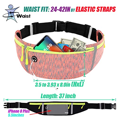 Image of USHAKE Slim Running Belt, Workout Fanny Pack for Men Women,Exercise Waist Pack for Apple iPhone Holder, Runner Belt for Running Walking Cycling Camping Gym