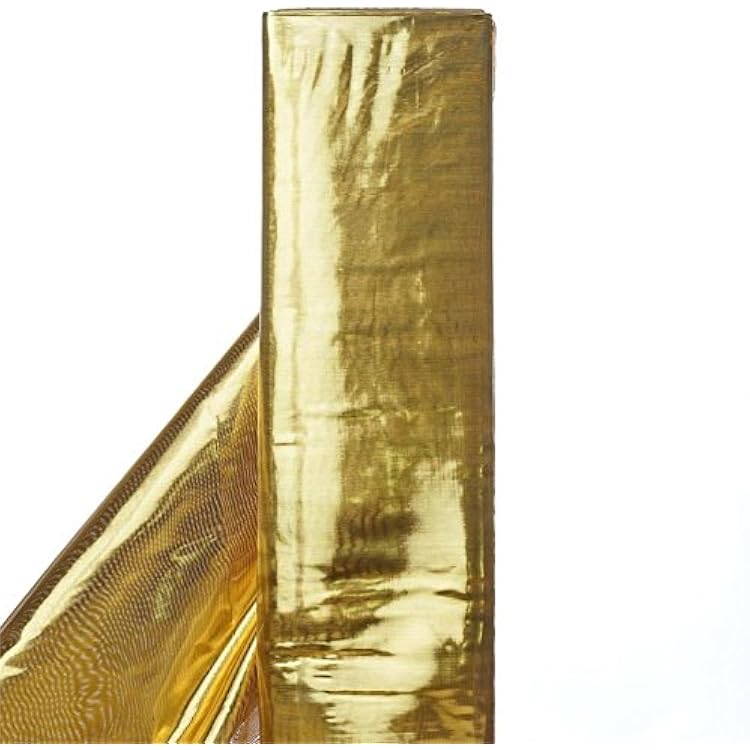 BalsaCircle 54-Inch Wide x 10 Yards Gold Metallic Shiny Tissue Lame Fabric by The Bolt - Sewing Craft Wedding Party Draping Supplies