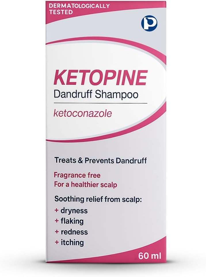 Ketoconazole 2% Medicated Shampoo Anti-Fungal Anti-Dandruff Shampoo for Itchy Flaky Scalp 60ml