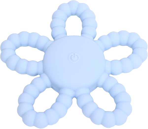 Generic Vibrating Sensory Chew Toy Textured Massage Silicone Teether Easy Grasp for Babies 6-12 Months Old, Easy to Clean (Sky Blue) - 4