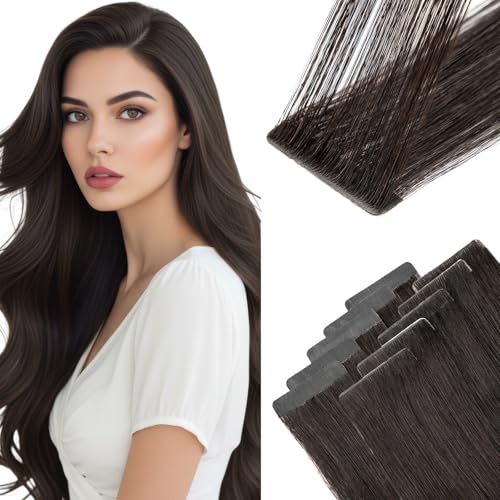 Extension adhesive cheveux naturel long 18 pouces rajout cheveux adhesif 25g