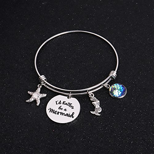 AZFEIYA I'd rather be a Mermaid Bracelet mermaid jewelry Beach Jewelry Starfish bracelet Beach Jewelry (silver bracelet) - Image 5