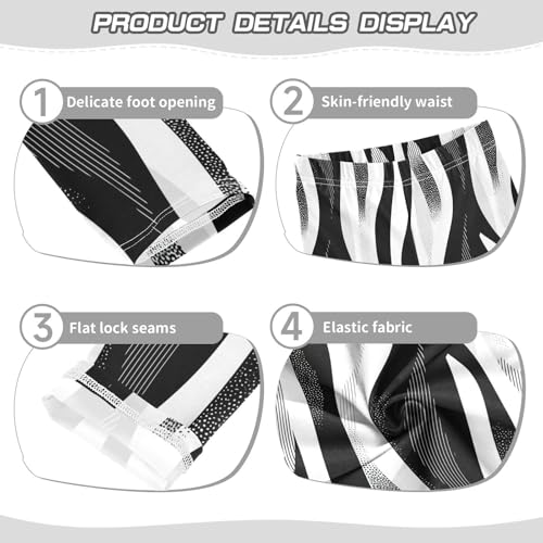 Black and White Stripes Kids Girl's Active Leggings Stretchy High Waisted Pants Sports3