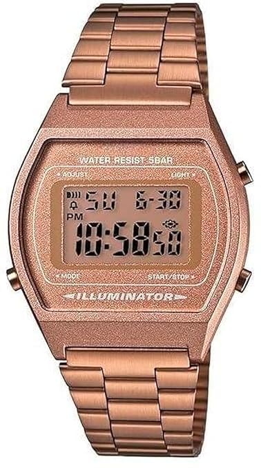 Image of Digital Watch with Rose Gold Dial and Metal Band, Water Resistant