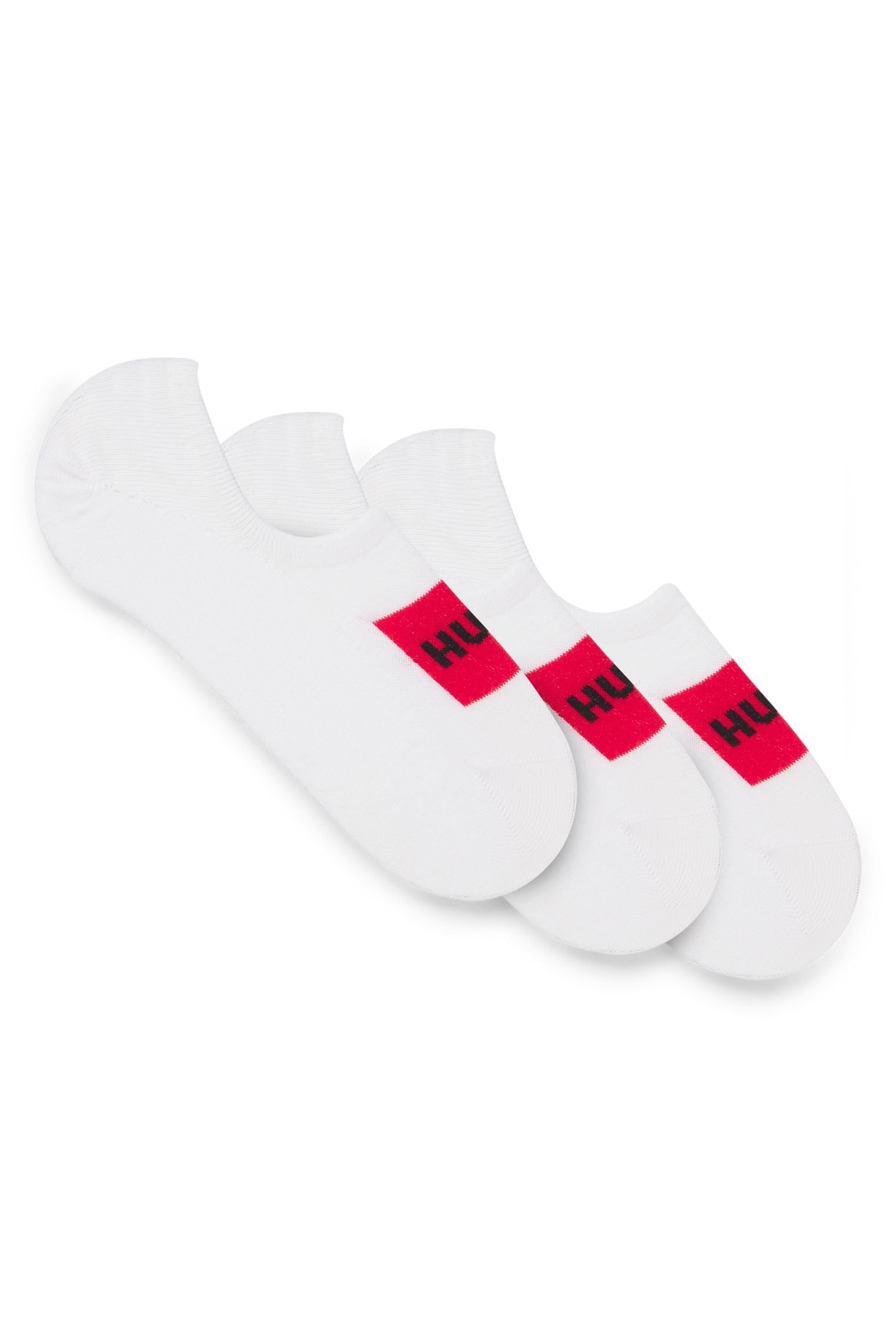 HUGO Mens 3P LC LABEL CC Three-pack of invisible socks with red logo labels