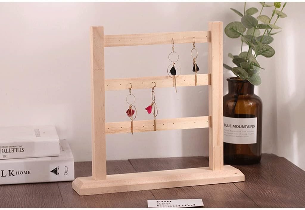 3 Layers Of Wooden Jewelry Display Stand, Earring Stand, Jewelry Display Stand(30 * 6 * 21cm)