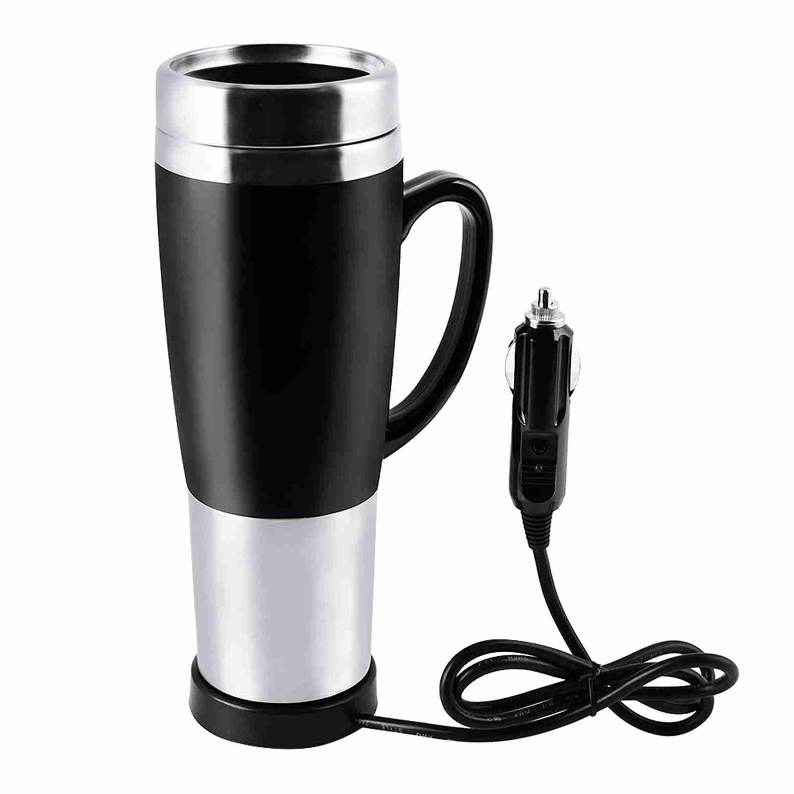 BOENLU 12V Car Kettle Boiler, 450ml Electric Insulated Travel Cup, Heating Cup for Hot Coffee/Milk/Tea