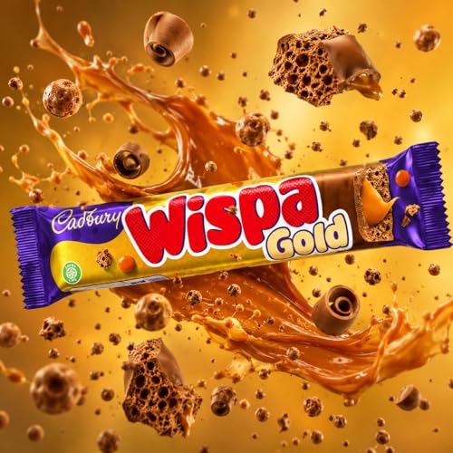 Image of CADBURY - Wispa Gold Chocolate Bar (3 x 48g) By COUGAR | Aerated Milk Chocolate Filled With Smooth Golden Caramel Center | Light Bubbly Sweet Snack Treat For Tea Time - (Imported-UK)