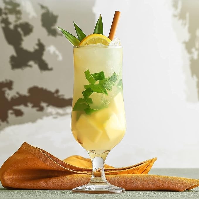 LEOMORD Hurricane Glass Set of 6, 350ml Pina Colada, Cocktail, Mocktail Glasses Stemware Glasses for Drinks, Beers, Cold Drinks, Juices, Gifting, Shakes, Water, MultiUse, Home and Bar Use 4