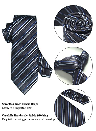 Image of Striped Plaid Polka Dot Mens Tie Formal Necktie Pocket Squares Ties Clips Cufflinks Classic for Men Set