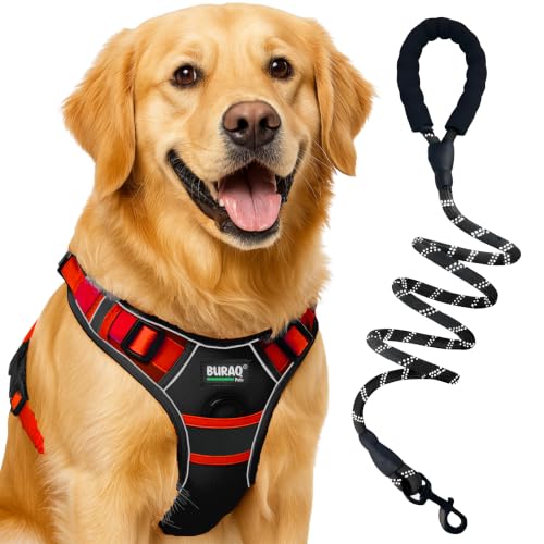 Image of Buraq Pets Premium Dog Harness with Leash | Reflective | No Pull Adjustable