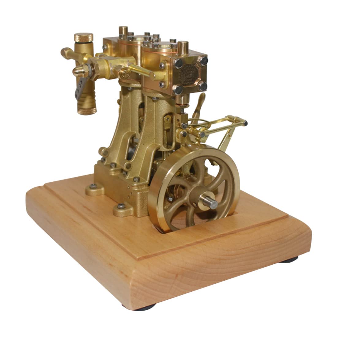 PizazzToy Dampfmaschine Bausatz Erwachsene, 3.7CC Mini-Retro-Vertikal-Doppelzylinder-Hubkolben-Doppelwirkungs-Dampfmaschinenmodell (Kessel nicht enthalten)