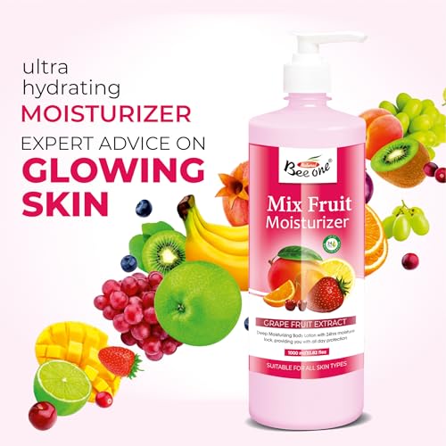 Image of Beeone Mix Fruit Moisturizer 1000 ml | Enriched with Grape Fruit Extract | Deep Moisturizing Body Lotion with 24Hr Moisture Lock | Hydrates & Softens Dry Skin | Suitable for All Skin Types