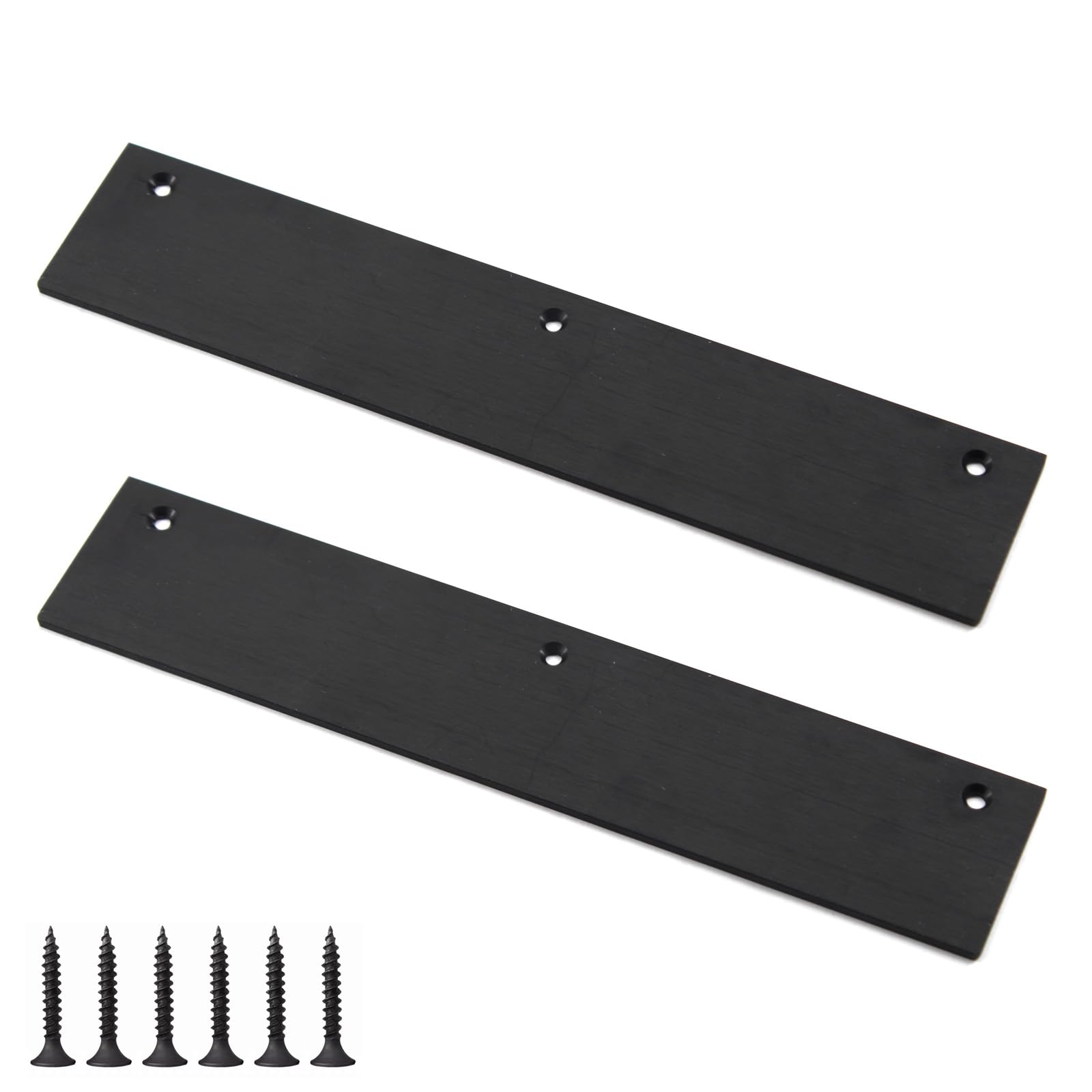 Lot de 2 plaques décoratives en alliage d'aluminium massif de 35 cm - Noir - Pour porte - Poignée invisible - Pour armoire