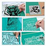 Zestaw do linolruku, z narzędziem do cięcia linolu, płyta linoleum A4, A5, A6, drobne, płaskie płytki linolowe, nadaje się dla początkujących