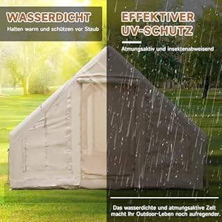 Vakiorn Tenda da campeggio gonfiabile, 2 – 4 p, per esterni, con pompa ad aria e custodia, impermeabile, con 4 finestre e 2 porte, per salvataggio selvaggio, all'aperto