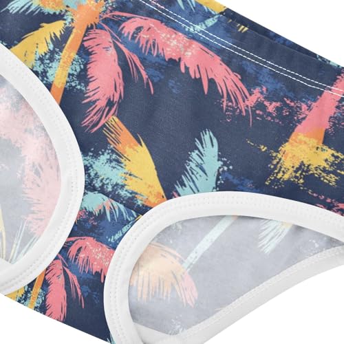 ZZKKO Palm Tree Graffiti Color Girls Underwear Toddler Panties for Girls Comfort Brief Size 2T-8Y3