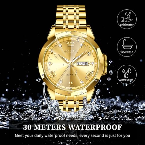 Image of OLEVS Watch for Men Diamond Casual Analog Roman Quartz Stainless Steel Waterproof Luminous Date Calendar Luxury Gifts Wrist Watch