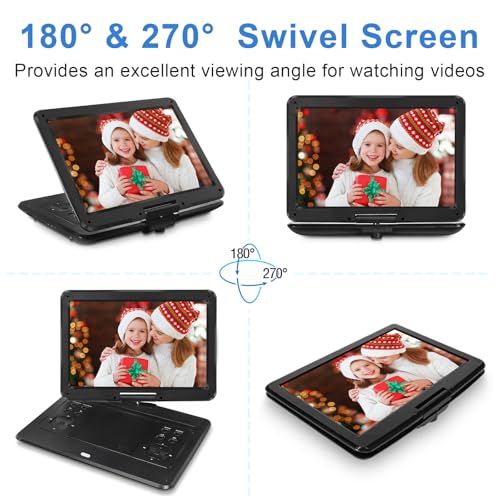 Image of HOPYOP 16.9 inch Portable DVD Player with14.1 Large HD Screen, 5-6 Hrs Rechargeable Battery, Supports Multiple Disc Formats, SD Card, USB, Sync TV, High Volume Dual Speaker, Black