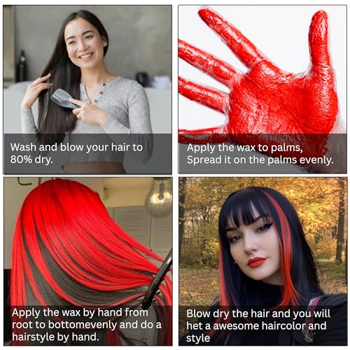 Image of Temporay Hair Color Wax | Metallic Shine | For Men & Women | DIY Instant Hair Color | Temporay Color 1 Day 1 Wash | No Ammonia, Bleach & Damage | Hot Red - 100 gram