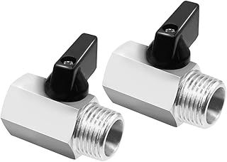 Tnuocke 2pcs Mini Ball Valve 1/2" NPT Female x Male Thread,Heavy Duty Ball Valve Shut Off Switch with Polished Chrome Finish H-055-1/2NPT-1/2NPT