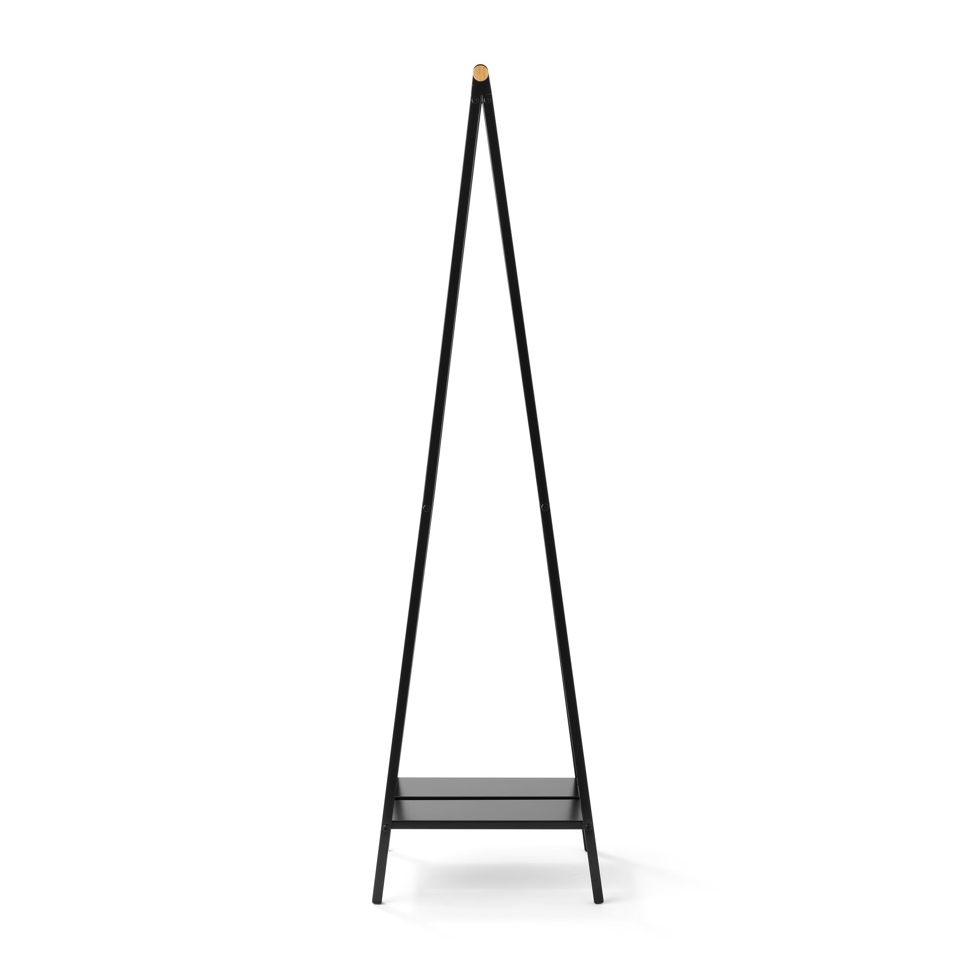 Brabantia - Perchero Linn, Compacto - Perchero de pie - Almacenaje de ropa - Para colgar, airear o secar ropa - Robusta estructura de acero y varilla de bambú - 47,6 cm x 34 cm x 170 cm - Negro Mate