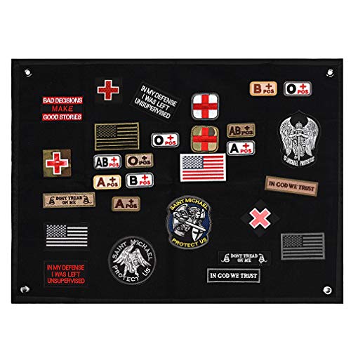 FaithHeart Tactical Morale Velcro Patch Holder, Pactch Wall Display Board Patch Display Poster Frame, Military Patch Board Hook Loop Backing Patch Storage Holder 60 x 45 CM