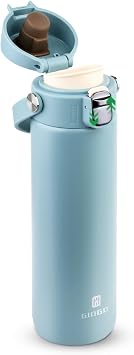 Thermo Water Bottle with Handle 16.9oz Stainless Steel Water Bottle Vacuum Insulated Water Flask Water Bottle for Hot and Cold Drink for Hiking, Workout, Gym, Travel Lake Blue, 500ml